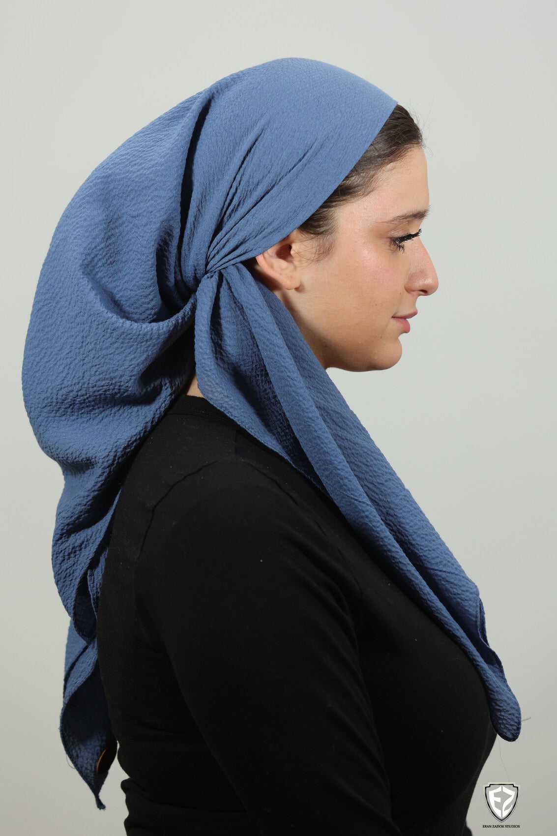 Crimped Denim Square Scarf