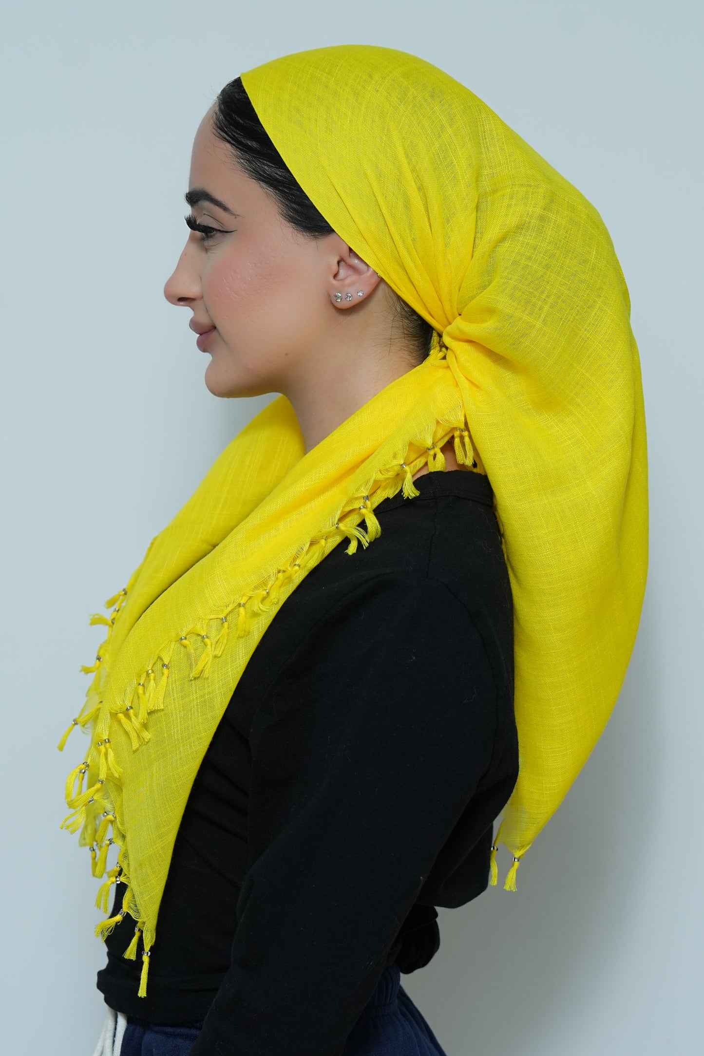 Beaded Yellow Square Scarf