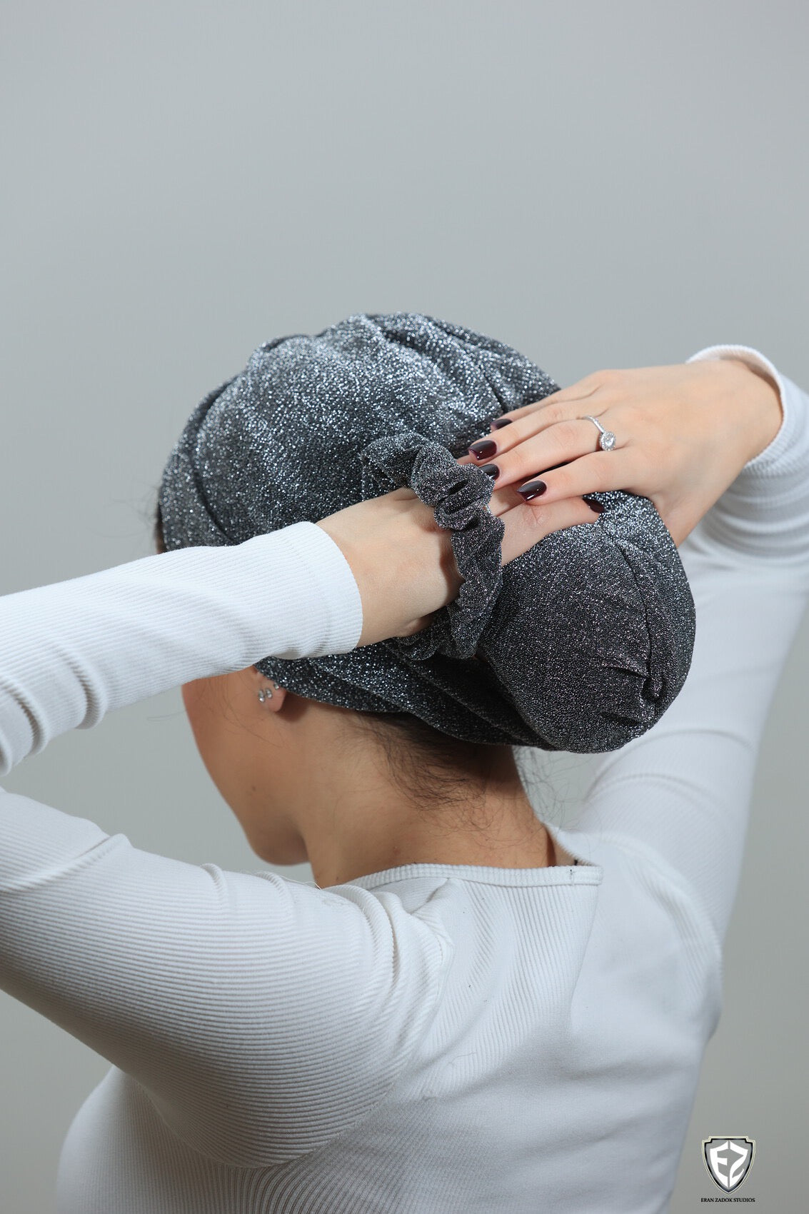 Silver Sparkly Turban W Scrunchy