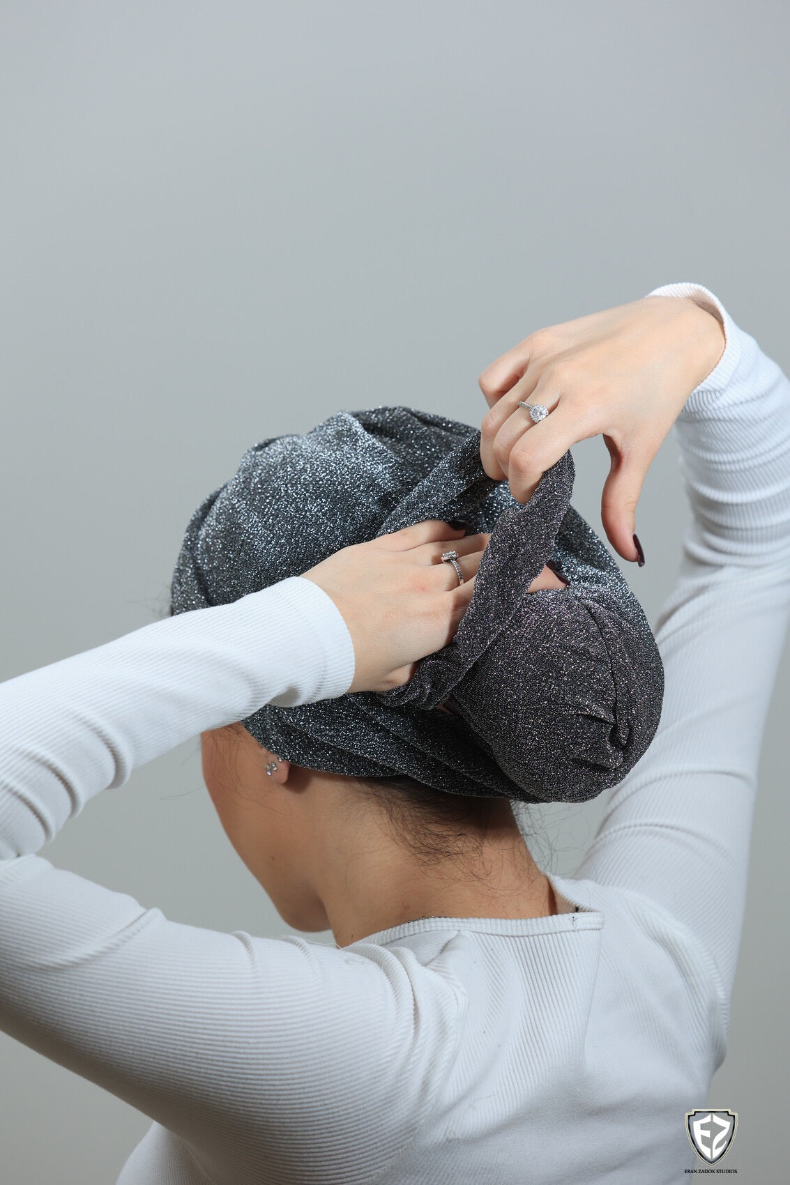 Silver Sparkly Turban W Scrunchy