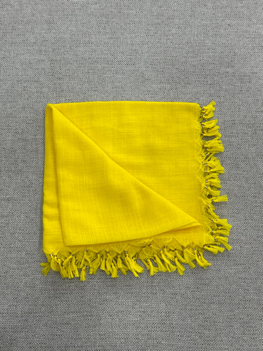 Beaded Yellow Square Scarf