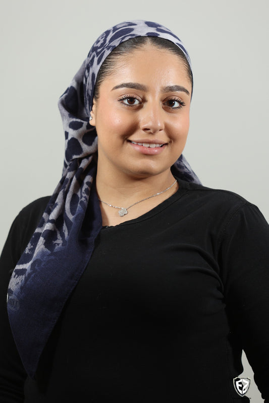 leopard Navy Square Scarf