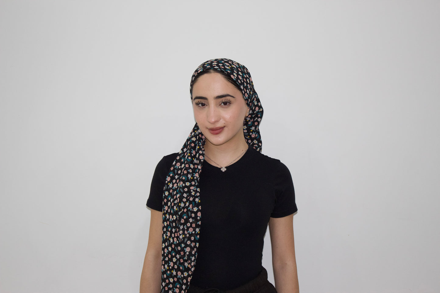 Pink/Black Floral Square