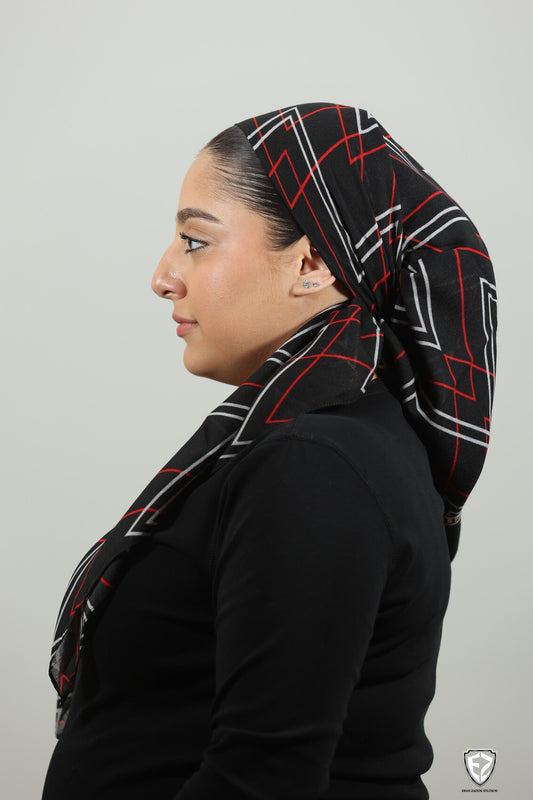 Zig-Zag Black/Red Square Scarf