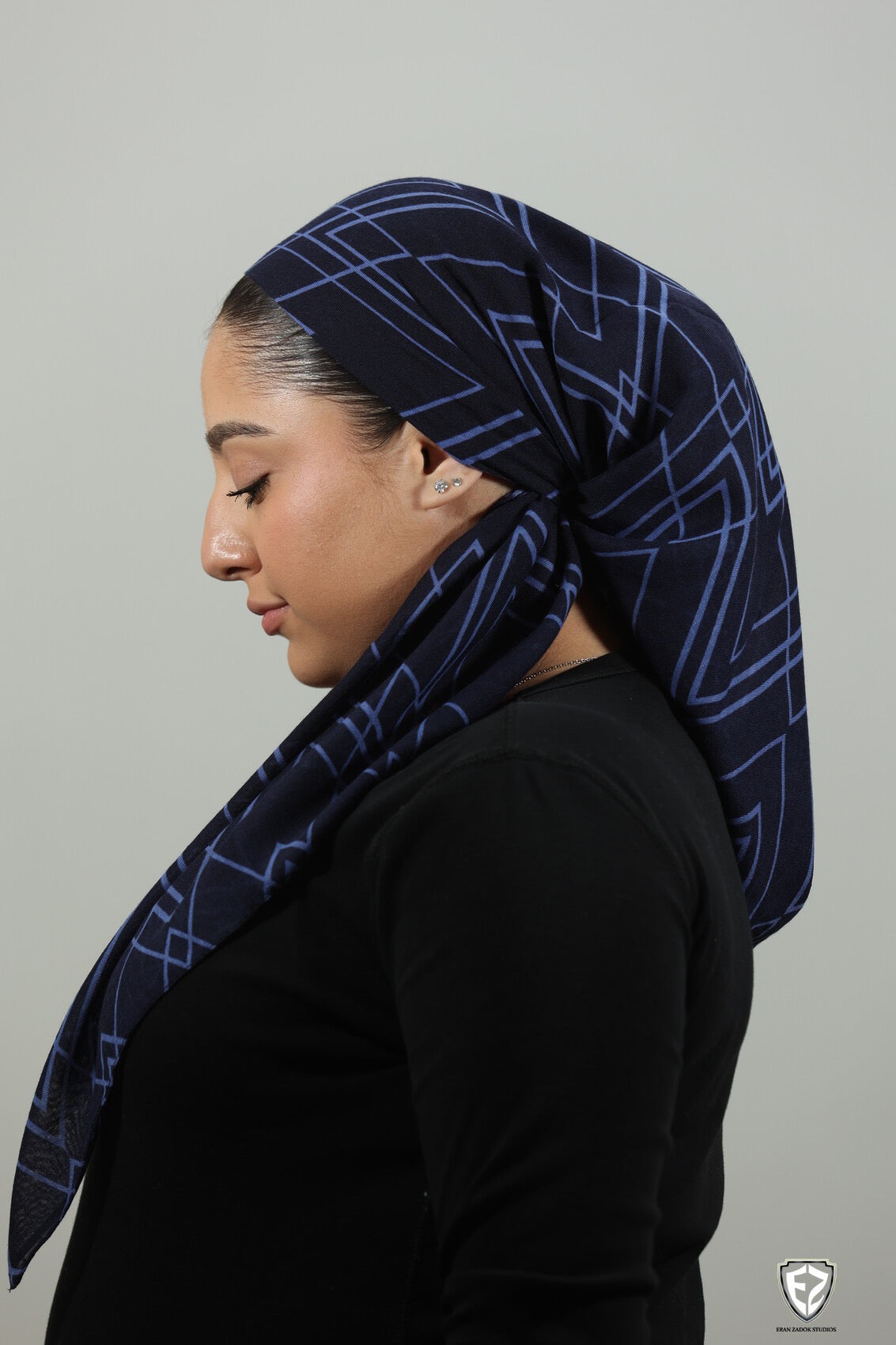 Zig-Zag Navy/Denim Square Scarf