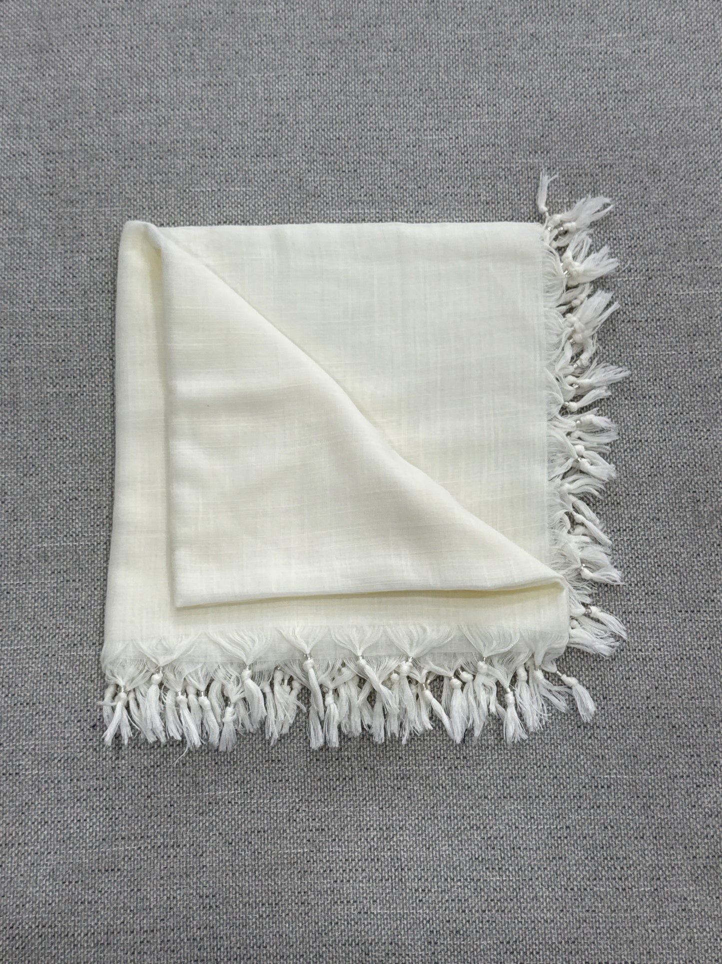 Beaded cream Square Scarf