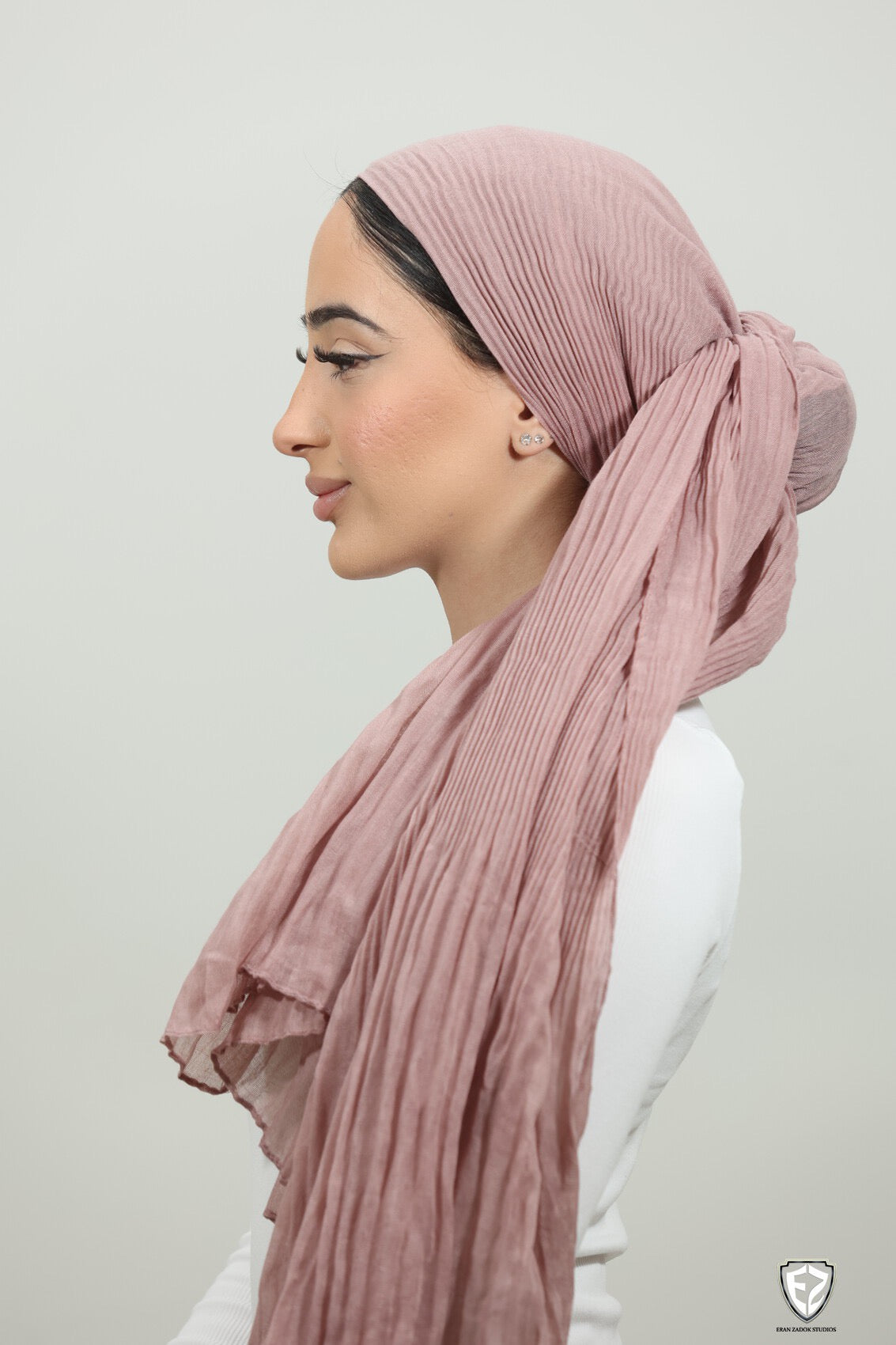 Crinkled Pink Long Scarf