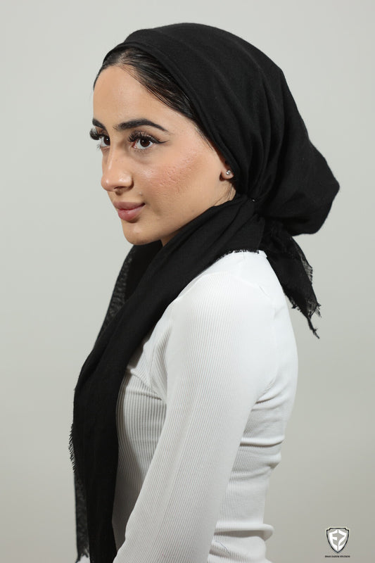 Solid Black Square Scarf