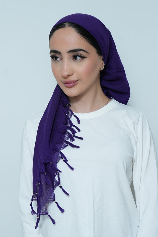 Beaded Purple Square Scarf