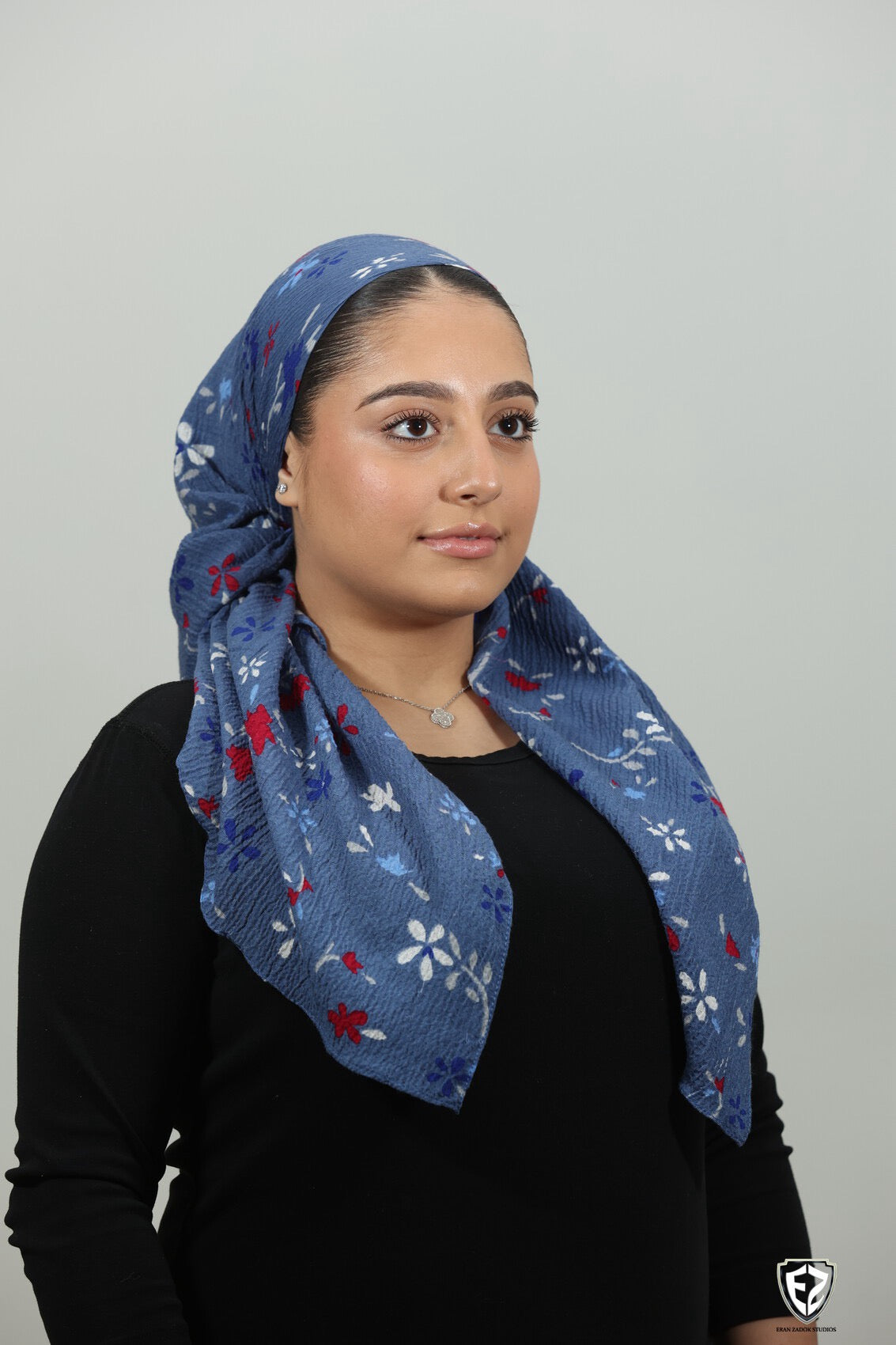 Denim floral square