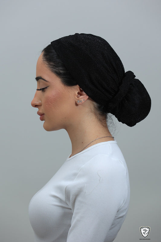 Black Sparkly Turban W Scrunchy