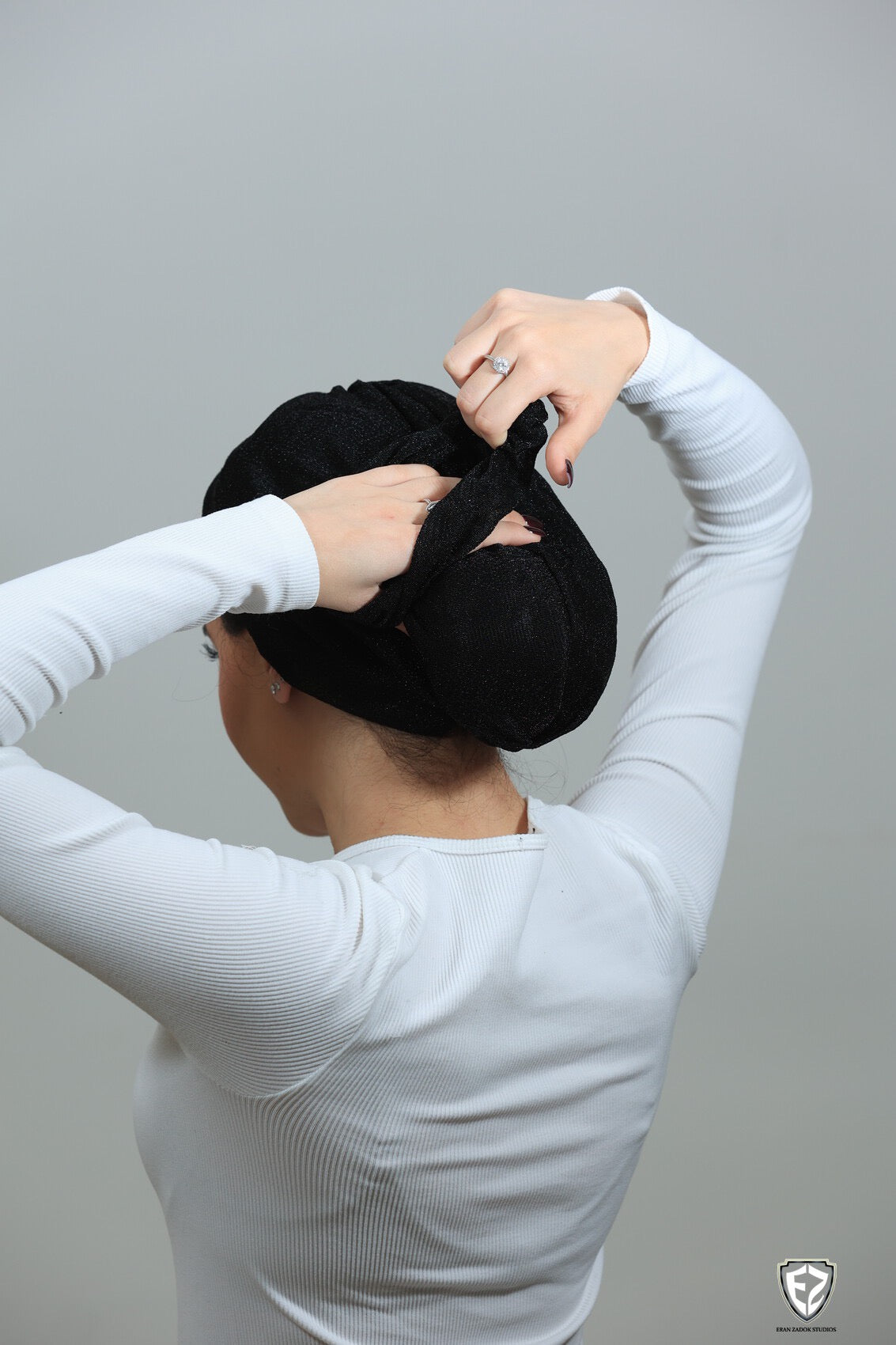 Black Sparkly Turban W Scrunchy