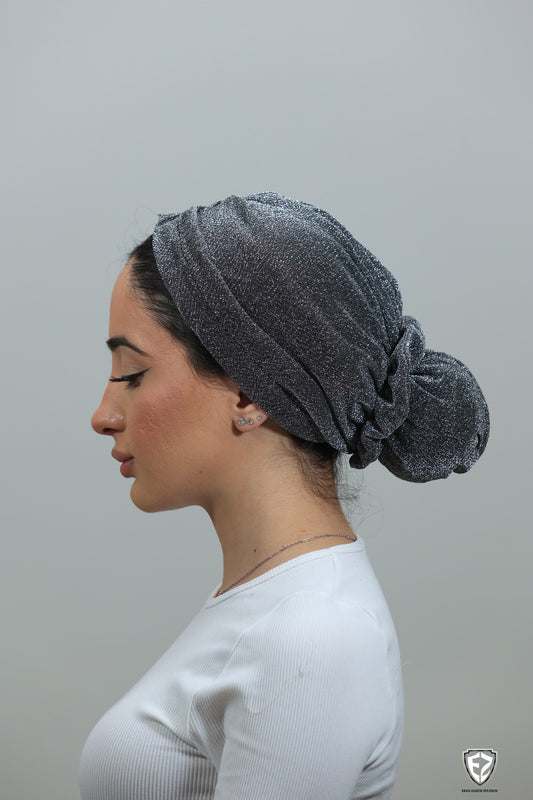 Silver Sparkly Turban W Scrunchy