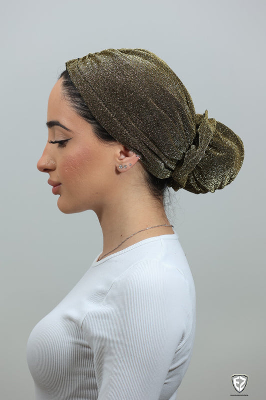 Gold Sparkly turban W Scrunchy